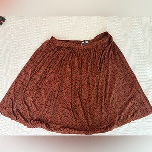 Eloquii Burnt Orange & Black Printed Gathered Waist Skirt